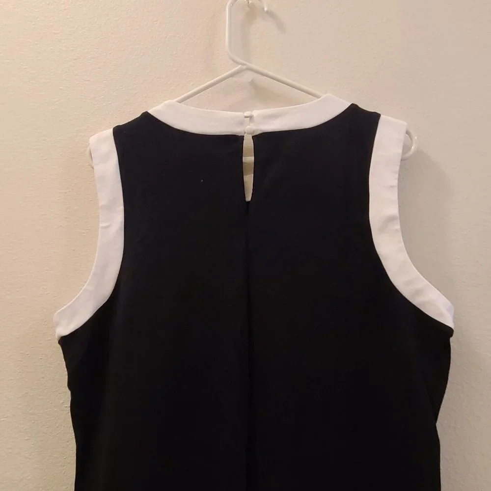 New York & Co. Dress Size XL Sleeveless Sheath Black White Geometric Lightweight